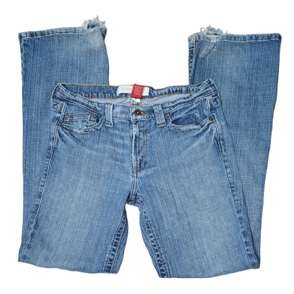 Mossimo Denim Jeans Juniors‎ Size 13 FRAYED Stretch Boot Cut
